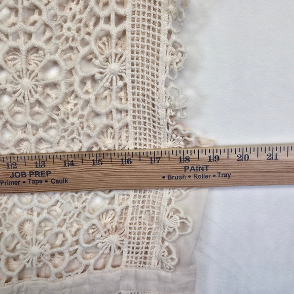 Solitaire Swim Cover Up Top Womens M Beige Crochet Lace Resort Beach Festival - Picture 7 of 13